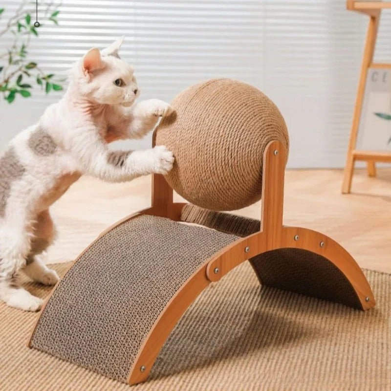 MQ Cat Scratching Ball Wooden 2 in 1